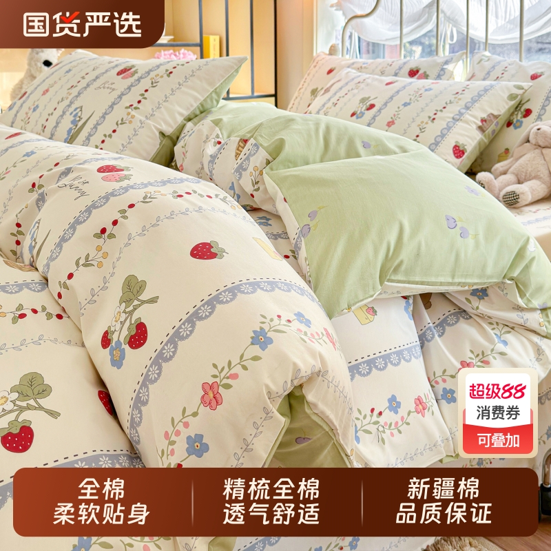 亲肤软糯100%纯棉四件套小清新