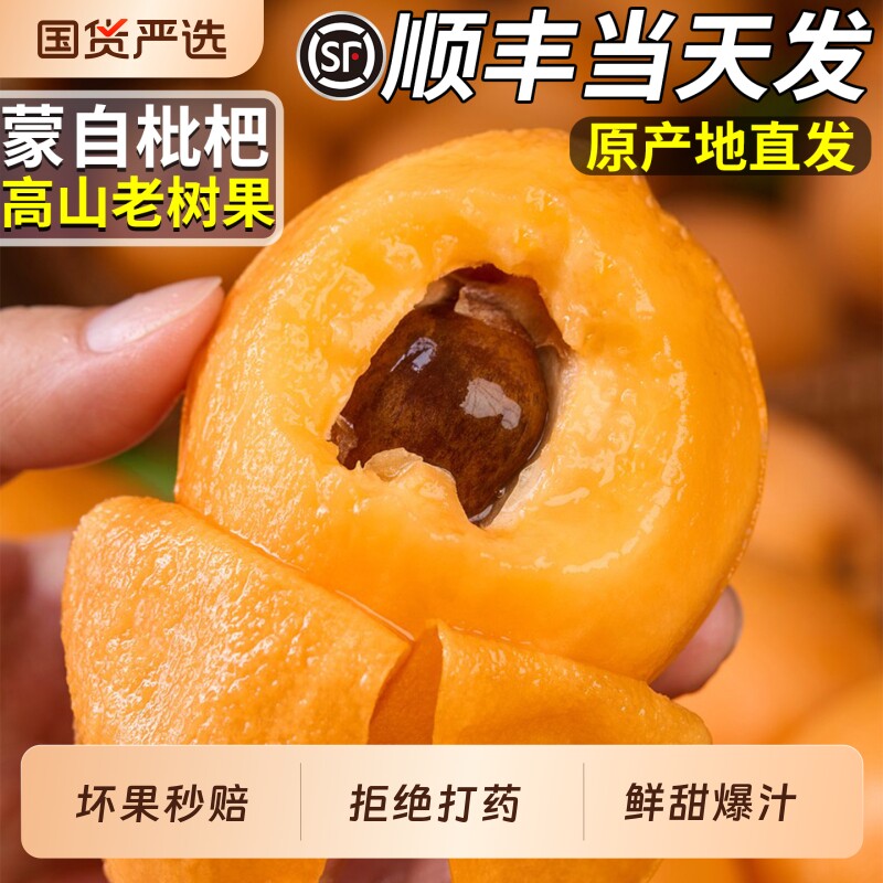 顺丰云南蒙自枇杷新鲜水果琵琶现摘大果米甜易鲜甜当季整箱包邮5