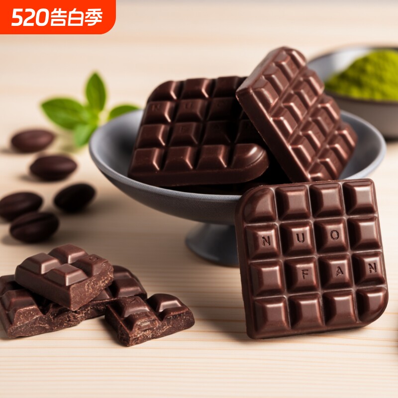 诺梵纯黑巧克力可可脂烘焙零食减肥减脂黑巧抹茶曲奇盒装