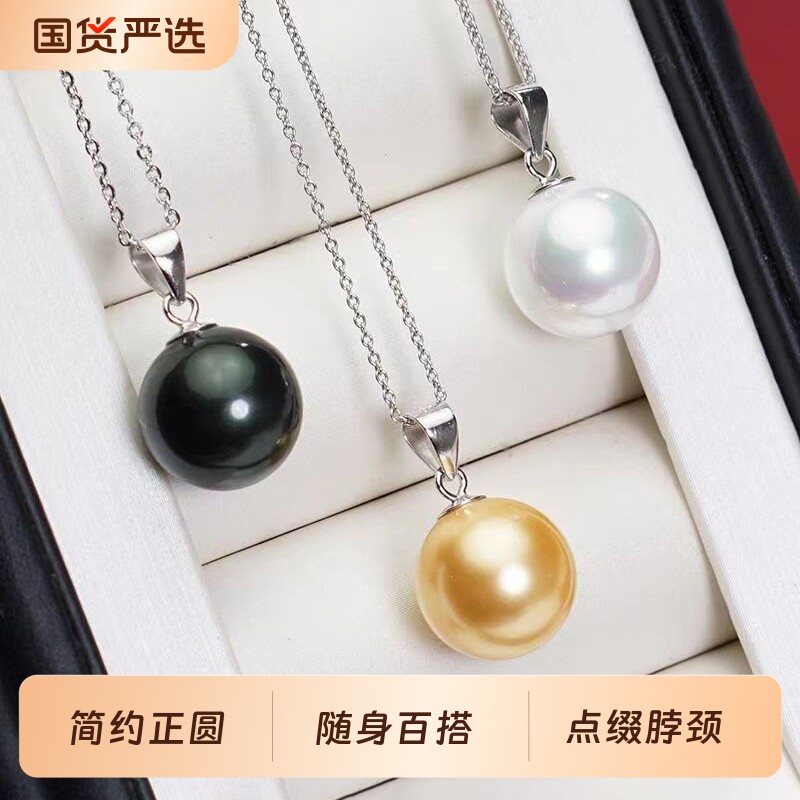 施家珍珠正圆简约项链女款图片