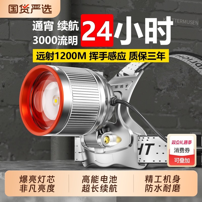 头戴式强光头灯2025新款强光超亮照明灯户外登山钓鱼野外超长续航