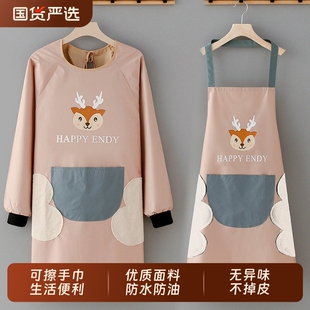 长袖围裙女家用厨房罩衣防水防油餐饮工作服2026新款网红春秋围腰