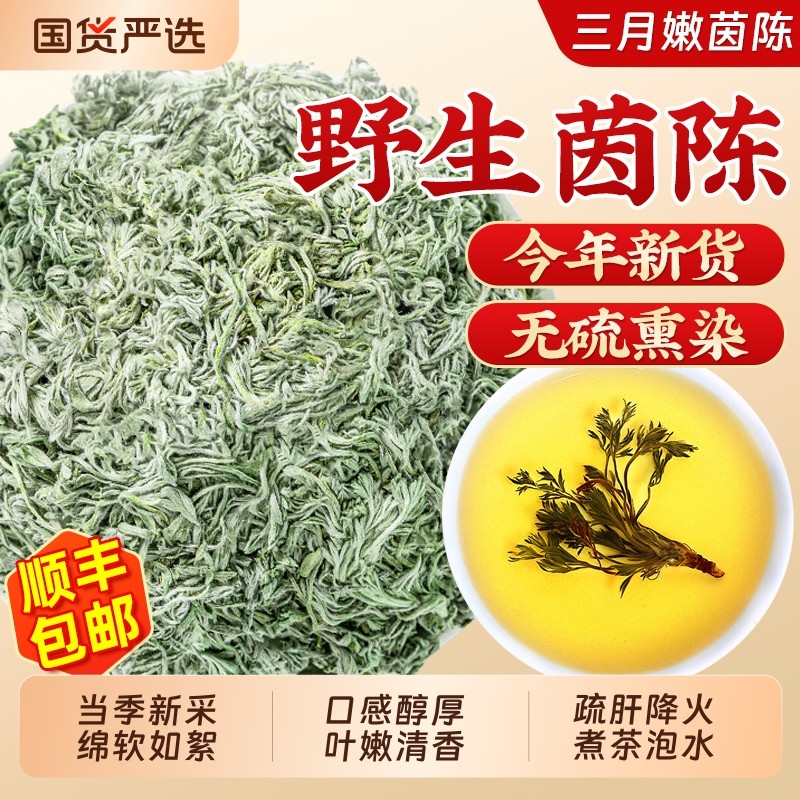 茵陈500g特级野生中药材嫩芽绵茵陈白蒿养生茶五味子泡水喝肝养茶