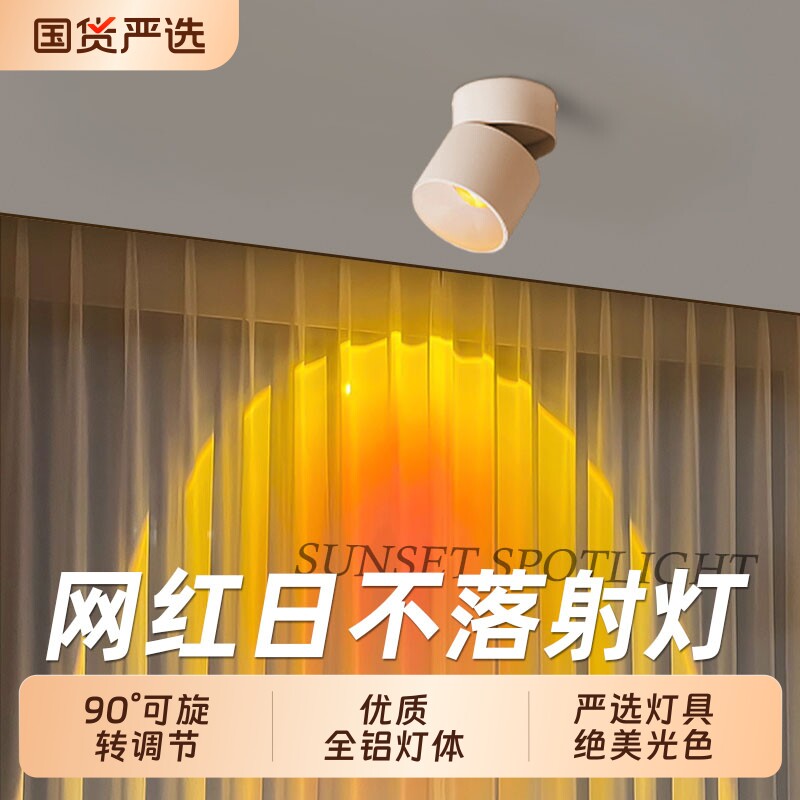 夕阳红照画灯客厅玄关过道背景可调角度氛围灯日不落射灯商铺照明