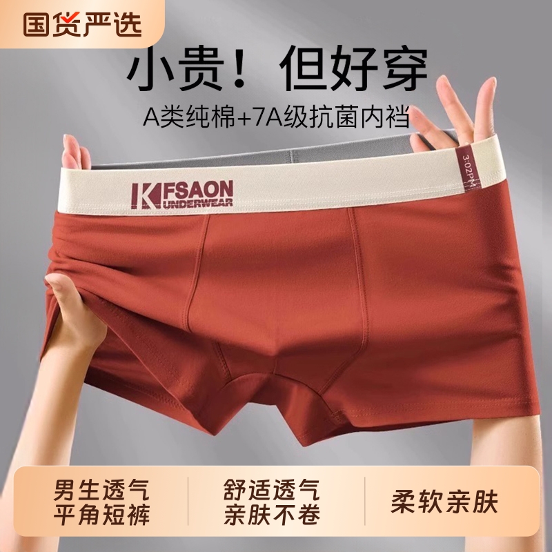 男士内裤男生纯棉2025新款全棉抗菌裆青少年四角短裤衩男款平角裤