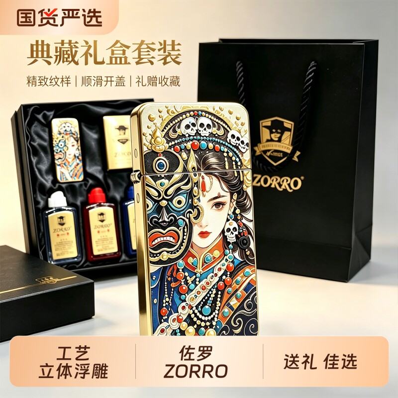 佐罗超薄防风煤油打火机礼盒图片