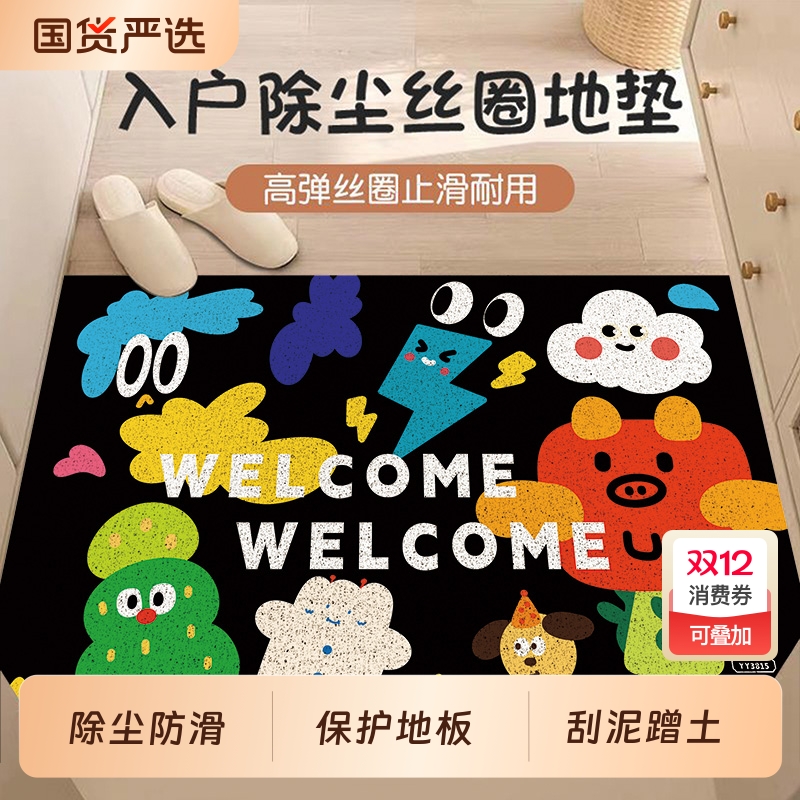 入户地垫家用门口丝圈脚垫高级感进门垫子大门外防滑地毯室外免洗