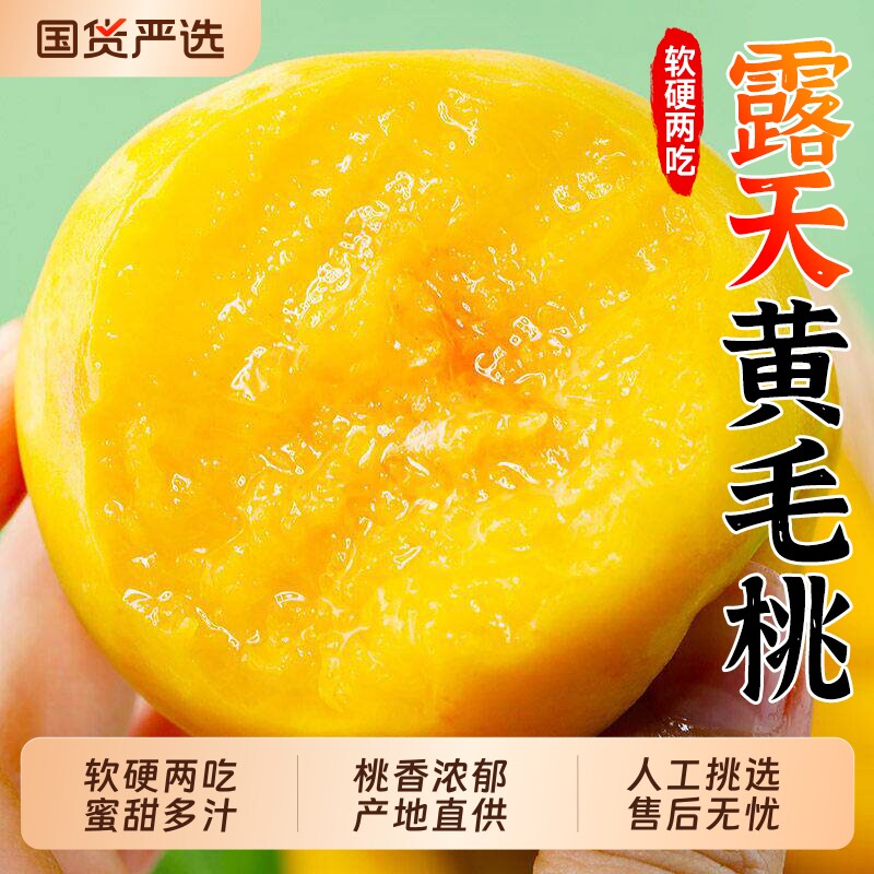 黄桃新鲜水果应季毛桃子时令当季脆甜现摘大蒙阴黄金蜜桃整箱包邮