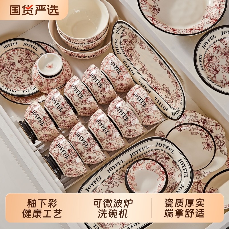 陶瓷碗家用2025新款高颜值乔迁新婚结婚餐具套装漂亮的碗盘碟碗具