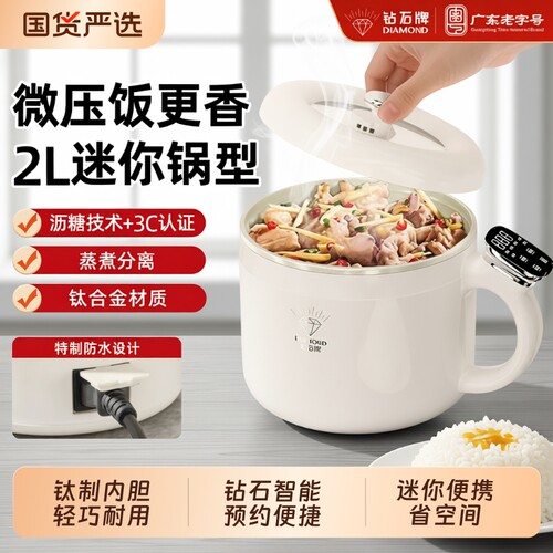 钻石电煮锅小型多功能一体式迷你便携蒸锅小电锅电饭煲微压一人食