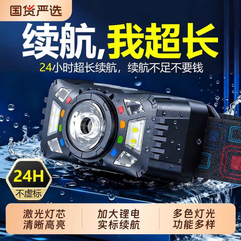 微笑鲨头灯钓鱼专用感应夜钓新款图片