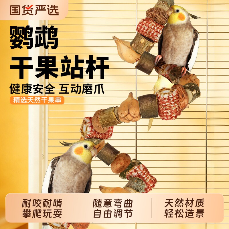鹦鹉玩具小太阳天然解闷自嗨啃咬逗鸟架玄凤虎皮专用磨牙鸟笼站杆