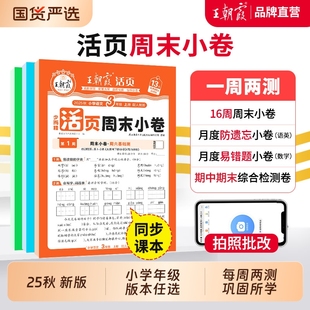 句子训练起点 培优试期卷试卷语文数学英语小测卷苏教版 2025新版 秋上册王朝霞活页周末小卷一二三四五六年级测试卷语数英同步单元