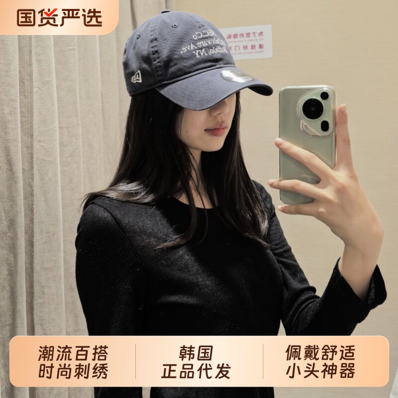棒球帽韩国正品新款鸭舌帽软顶刺绣弯檐帽潮帽黑色灰色适合百搭潮