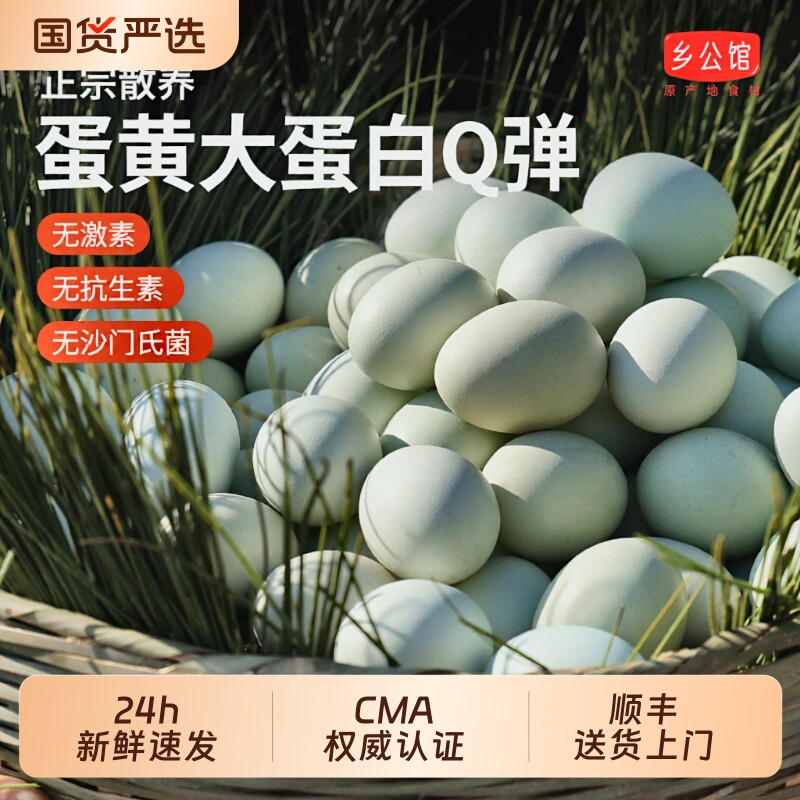 新鲜乌鸡蛋正宗散养绿壳枚整箱批发草柴笨土鸡蛋初生珍珠普通公馆