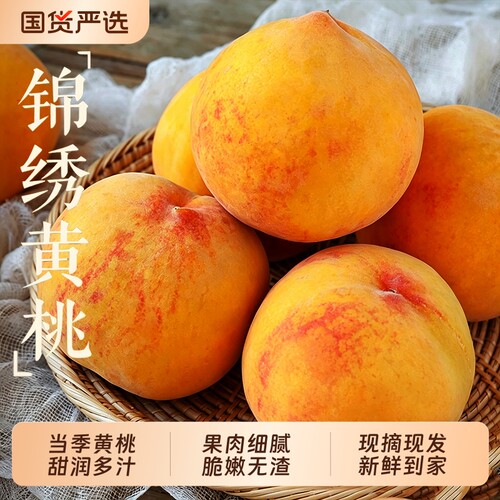 黄桃锦绣新鲜9斤当季现摘脆软