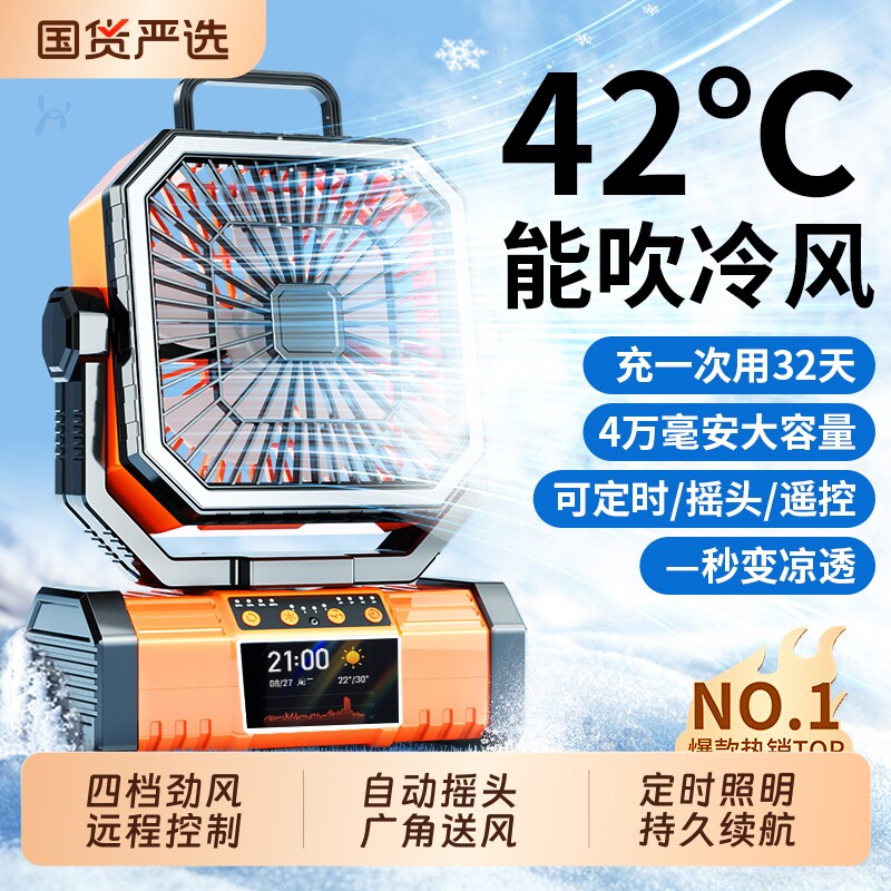 2026新款户外露营充电桌面风扇车载超长续航电风扇制冷小型便携空