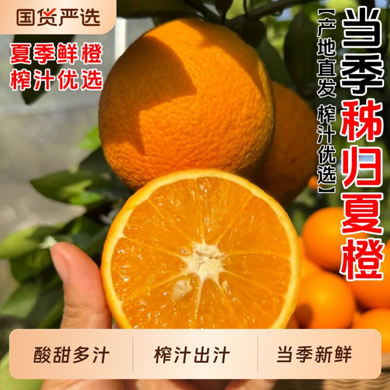 秭归夏橙正宗当季新鲜水果甜橙子脐橙整箱榨汁冰糖手剥橙9斤包邮