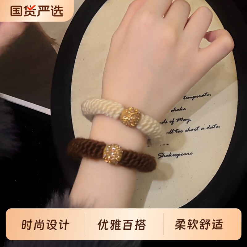 高级感水钻珠珠发圈女扎头发皮筋2025新款高端发绳扎马尾头绳头饰