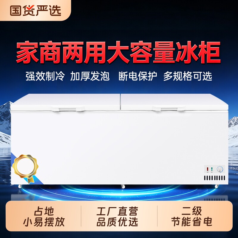 鼎昌冰柜商用大容量冷冻冷藏卧式单双温速冻冰箱冷柜雪柜保鲜双门