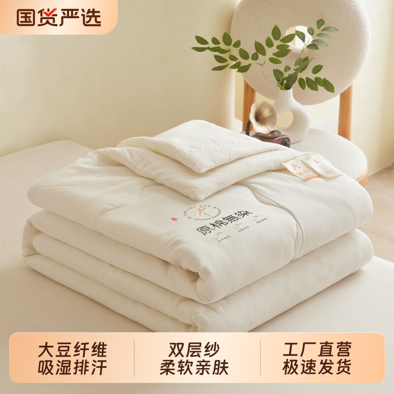 大豆被夏凉被纱夏被泡芙纱空调被夏季薄被子非全棉纯棉被可机洗