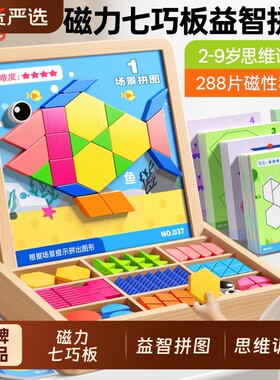 童木星七巧板磁力拼图思维训练益智力开发男女孩幼儿童3到6岁玩具