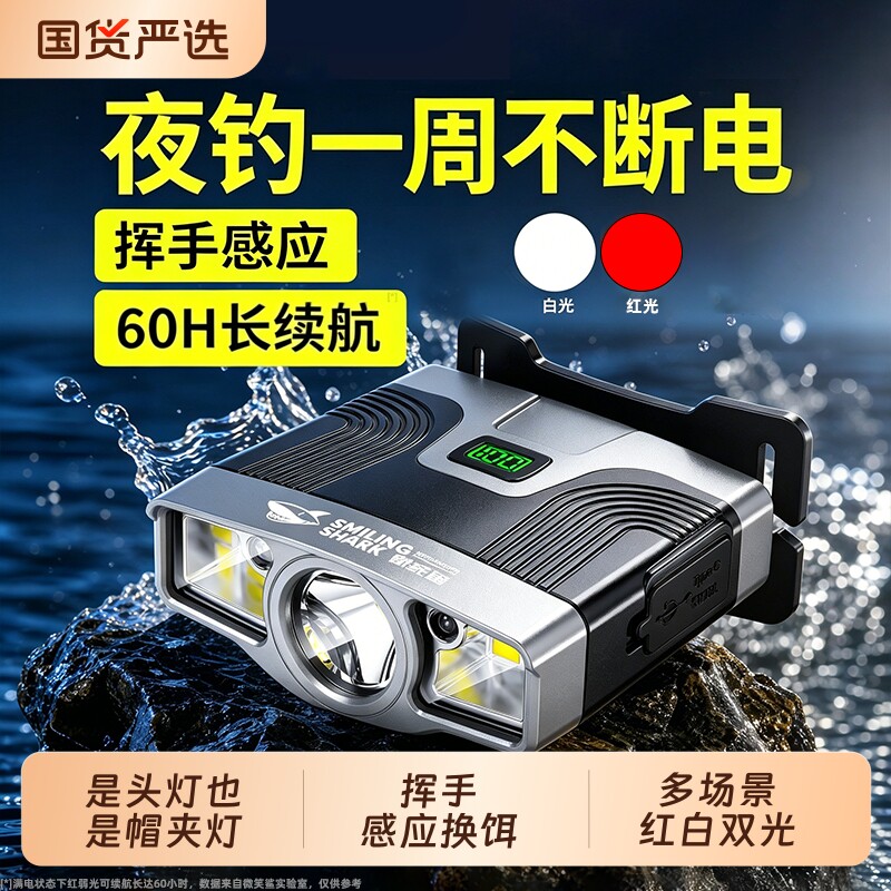 夜钓头灯钓鱼专用双光可充电图片