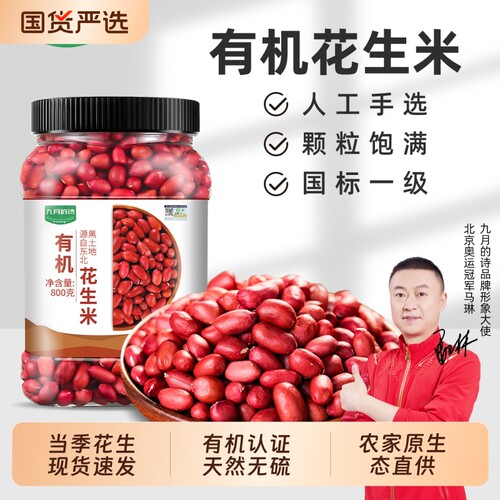 九月的诗东北有机生花生米农家新货2025红皮新鲜去壳花生大粒四粒