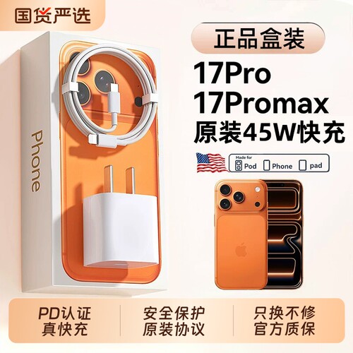 【45W快充】适用苹果17充电器头iPhone16ProMax官方15pro快充14手机20W数据线30W原13套装PD正品ipad双Typec