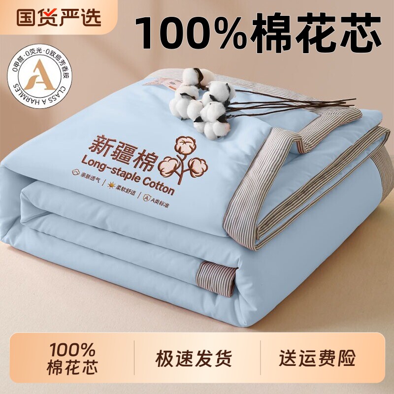 夏天空调被棉花被子薄款夏凉被夏季被芯夏被春秋可机洗非全棉纯棉