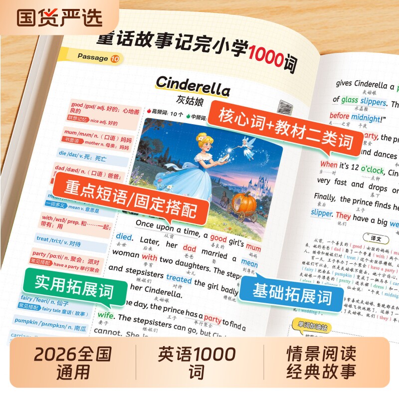 动画点读40篇童话故事记完小学1000词20篇英语故事学会语法120条 零基础入门自然拼读记单词语法专项小学每日听读一本通每日一练