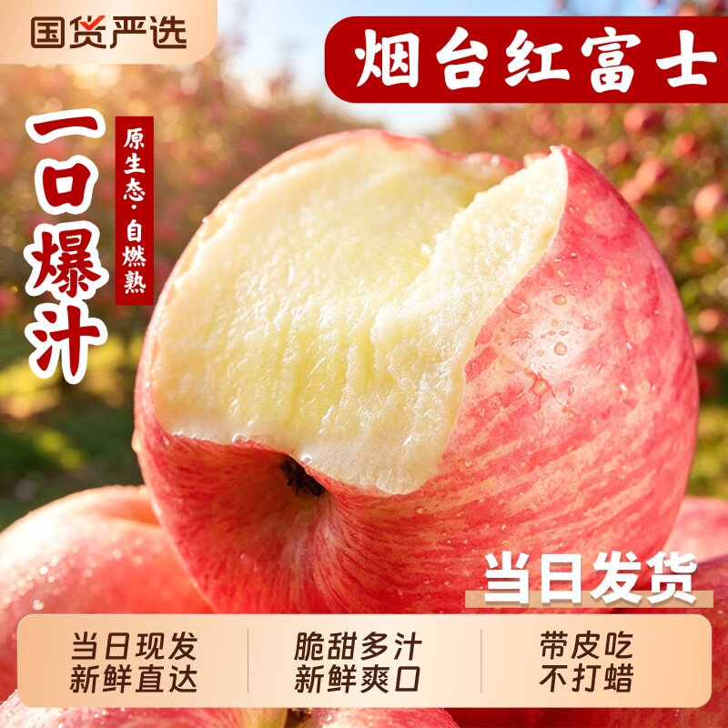 苹果新鲜水果正宗烟台红富士当季整箱山东栖霞脆甜丑果子批发10斤