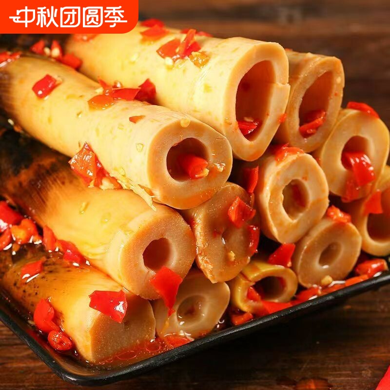 手剥笋开袋即食500g大包装竹笋尖泡椒酸笋不辣小零食袋装新鲜香辣										