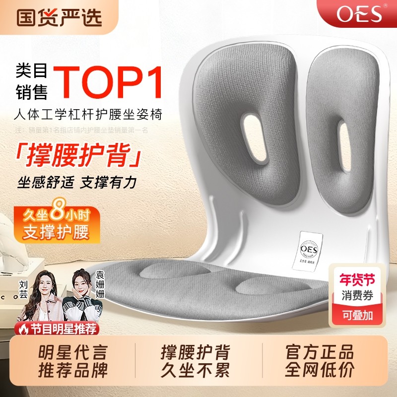 OES人体工学护腰坐垫腰靠垫坐姿椅腰部支撑靠垫办公护腰久坐神器