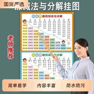 儿童1020以内的加法加减法口诀表挂图一年级数学分解与组成早教