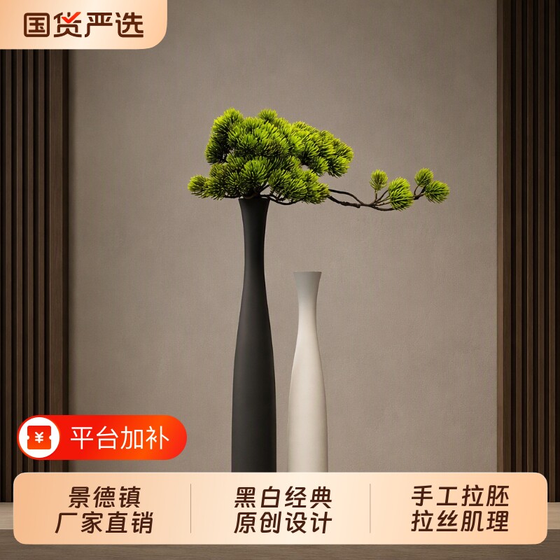 景德镇陶瓷花瓶摆件客厅插花轻奢高级感艺术装饰品入户玄关电视柜