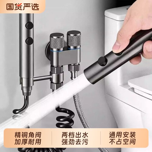 马桶喷枪水龙头卫生间冲洗器喷头厕所水枪伴侣妇洗器精铜双控角阀