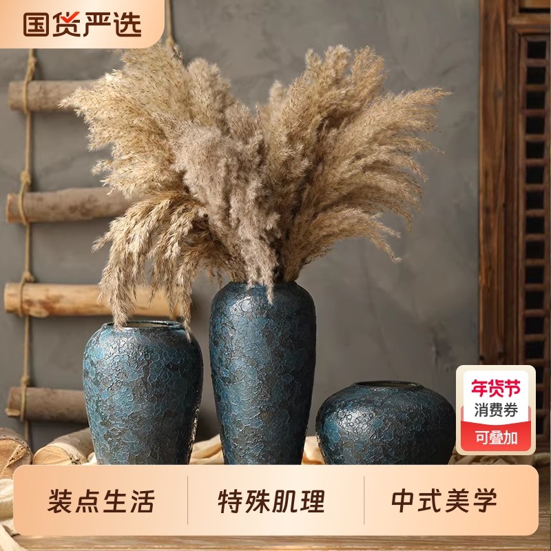 景德镇风禅意花瓶古董风干花插花陶器酒店装饰品摆件客厅美学玄关