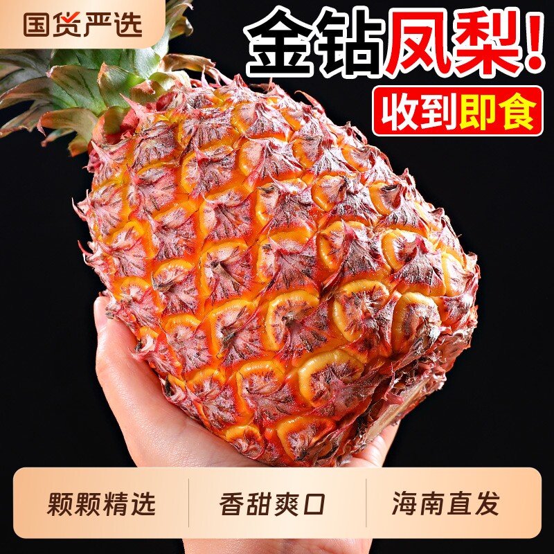 海南金钻凤梨新鲜水果9斤当季粉色风梨香水菠萝特产大果无眼整箱