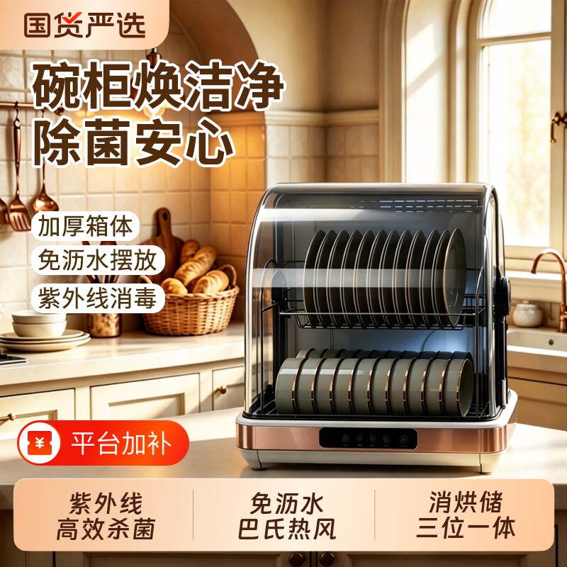 消毒柜家用小型桌面台式紫外线免沥水烘干厨房碗筷餐具消毒碗柜