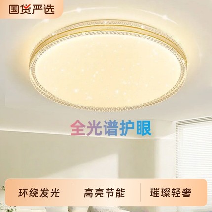 金沙LED吸顶灯主卧室灯简约现代客厅灯圆形房间书房阳台过道灯具