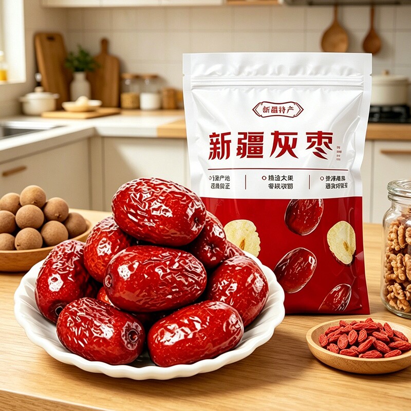 灰枣新疆去核红枣开袋即食泡水熬粥干果养生休闲零食去皮无核精选