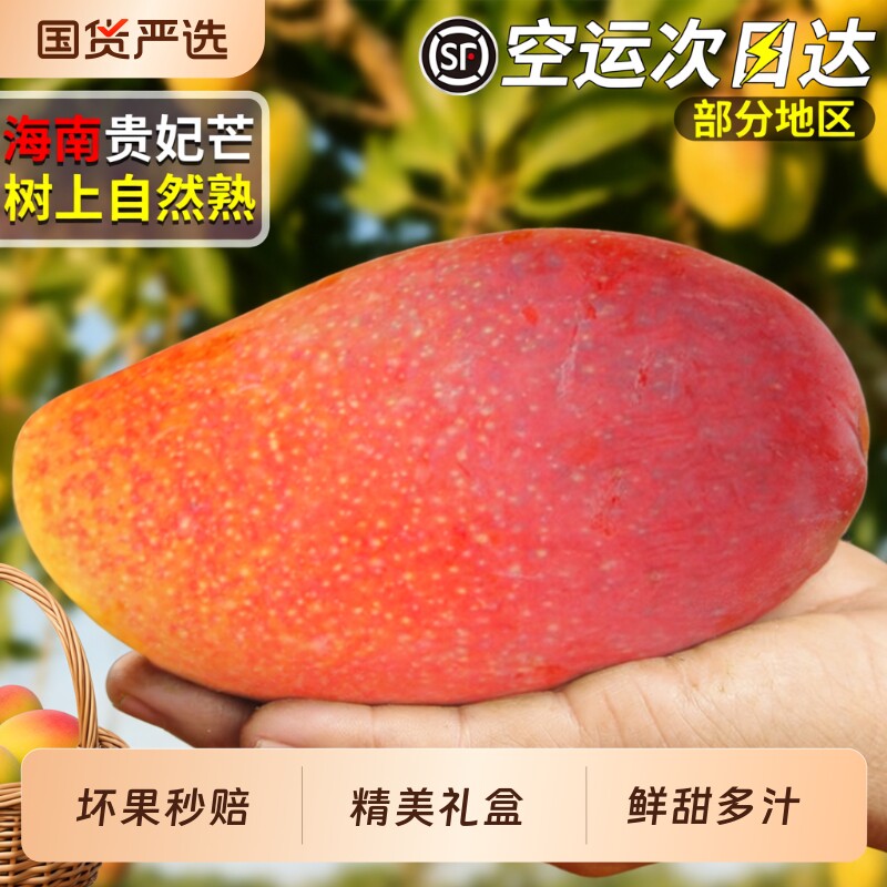 顺丰空运海南贵妃芒新鲜芒果水果现摘大果树上自燃熟甜礼盒装当季