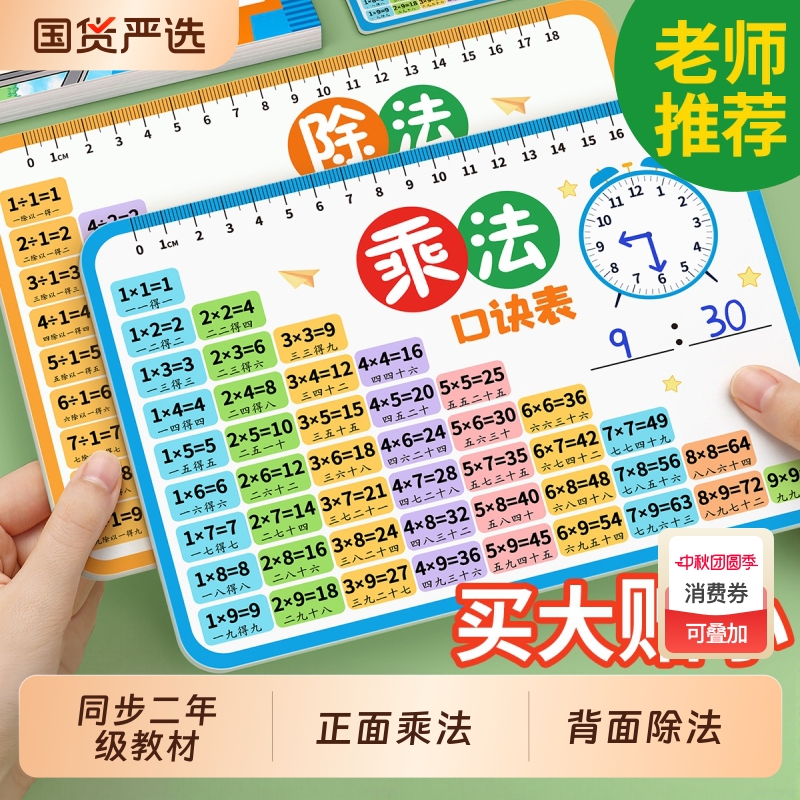 九九乘除法口诀表二年级可携带