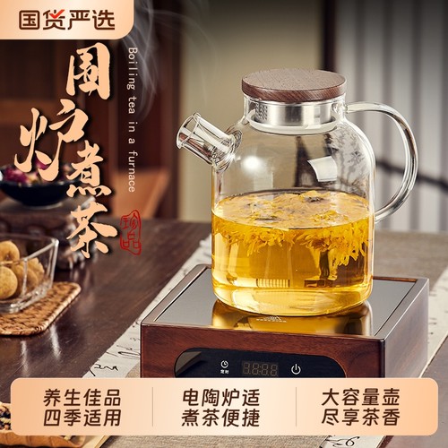 青苹果玻璃泡茶壶耐高温养生壶单壶电陶炉专用围炉煮茶茶具大容量