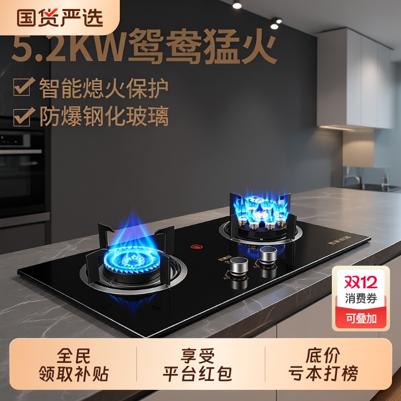 好太太燃气灶双灶家用猛火灶节能