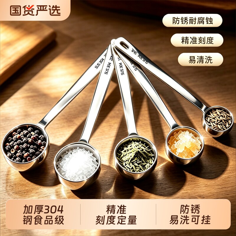304不锈钢量勺咖啡豆勺套装图片