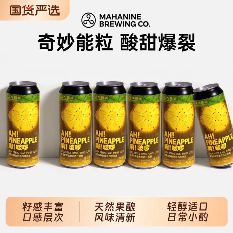 大九酿造啊！啵啰奇亚籽膨胀果泥西打500ml*2罐装阿波罗精酿啤酒