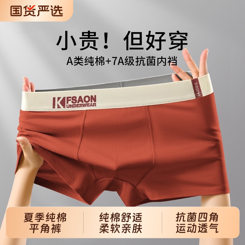 男士内裤纯棉男生2025新款抗菌四角裤运动透气青少年短裤头平角裤