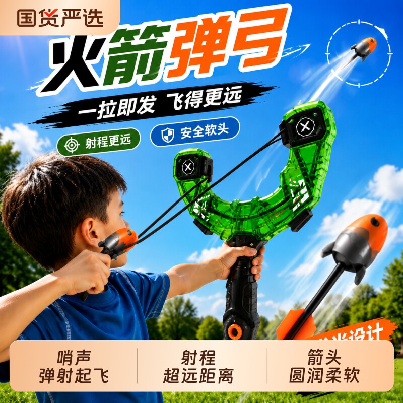 尖叫弹弓儿童户外运动玩具公园男孩冲天火箭发光软弹飞机弹射飞碟图片